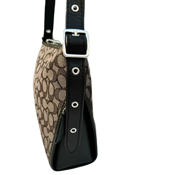 Coach Dufflette Shoulder Bag Signature Black Leather Crossbody - Picture 9 of 17